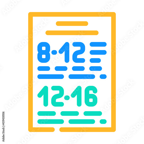 schedule of canteen work color icon vector. schedule of canteen work sign. isolated symbol illustration