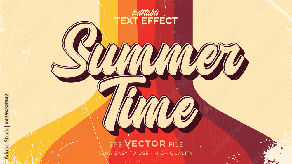 Editable text style effect - retro summer text in grunge style theme