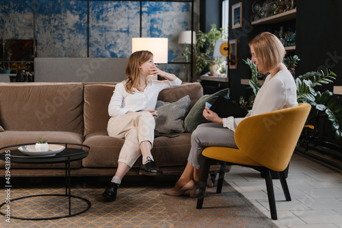 Female patient speaking to psychologist during session