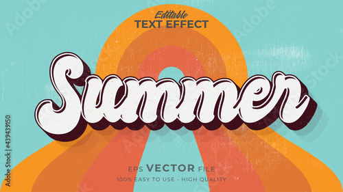Editable text style effect - retro summer text in grunge style theme