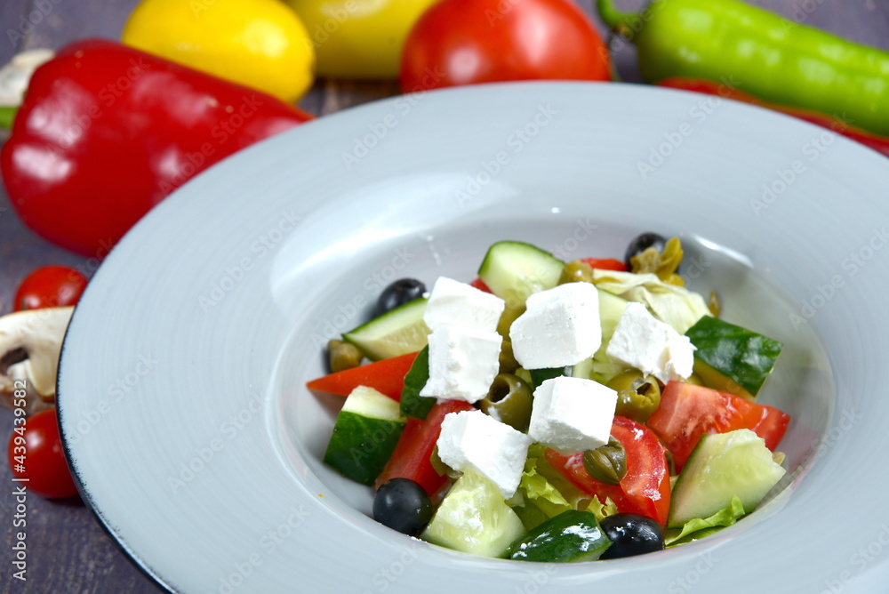 fresh greek salad coseup view, mediterranean cuisine
