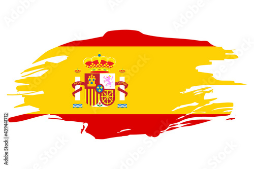 Illustration with spain flag. National flag graphic design. Spain flag in flat style. Vector illustration. Stock image.