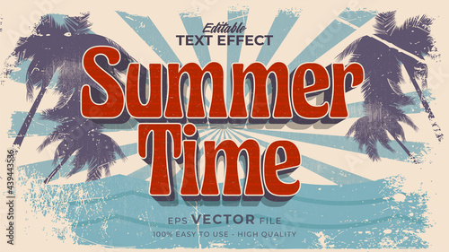 Editable text style effect - retro summer text in grunge style theme