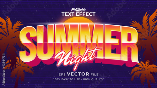 Editable text style effect - retro summer text in 80s style theme