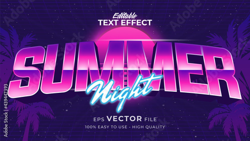 Editable text style effect - retro summer text in 80s style theme photo