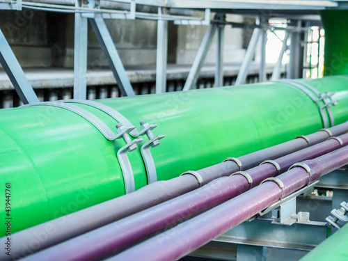Cuadro en lienzo Clamp lock water pipe in power plant.