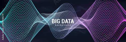 Big data background concept AI learning. Digital tech background, data flow and quantum technologies. Artificial intelligence software and Big data learning. Database visualisation background. Vector