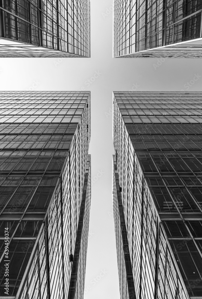 Fototapeta premium Exterior of modern office building. Architecture abstract background