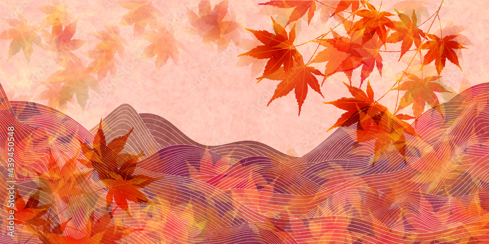 Obraz premium 紅葉 もみじ 波 背景