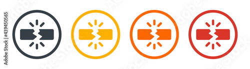 Breaking vector icon. Broken item, fracture and damage symbol. photo