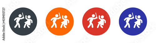Man hit woman icon vector illustration. Violence, conflict, harassment, abuse, hurting, fear and scared. Family or domestic problem concept.