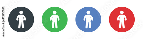 Fat person icon. Button design vector illustration. Unhealthy symbol