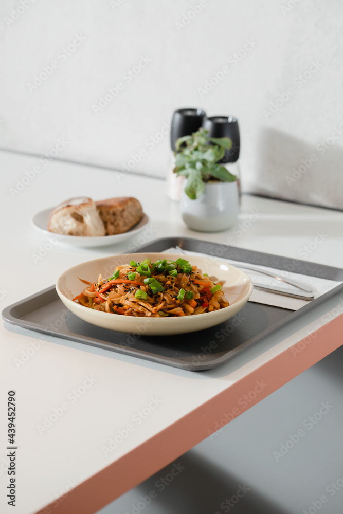 Mouth-watering Pasta With Sauce And Vegetables. 