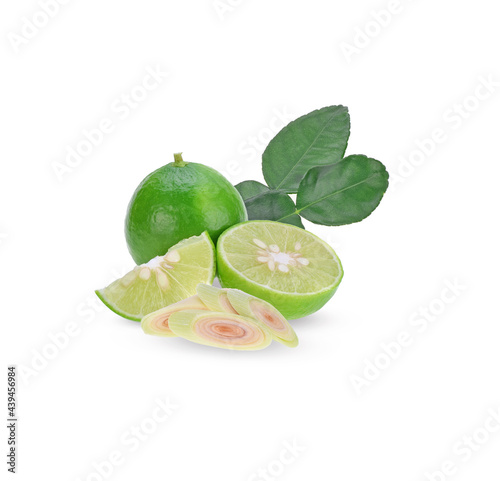 Lemon and lemon grass isolated on white background