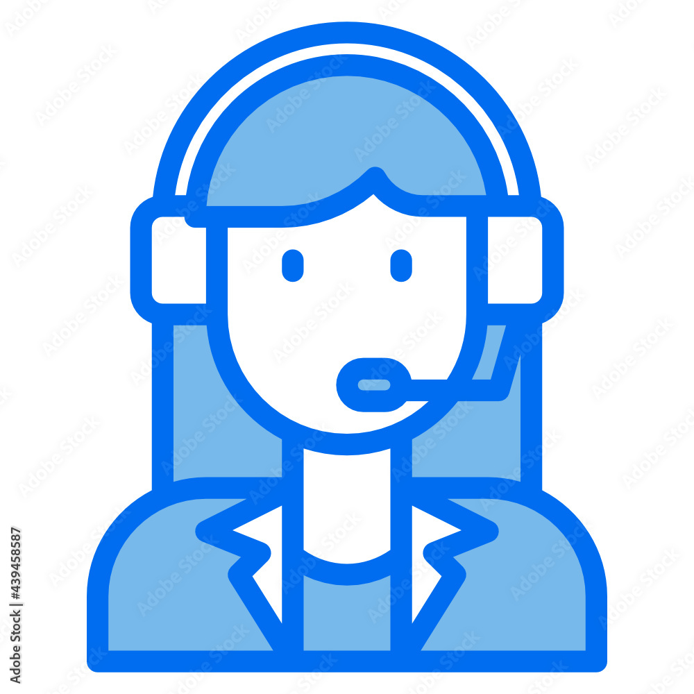 Customer service blue line icon