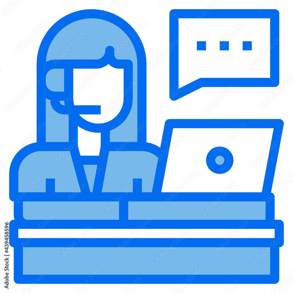 Customer service blue line icon Customer service blue line icon