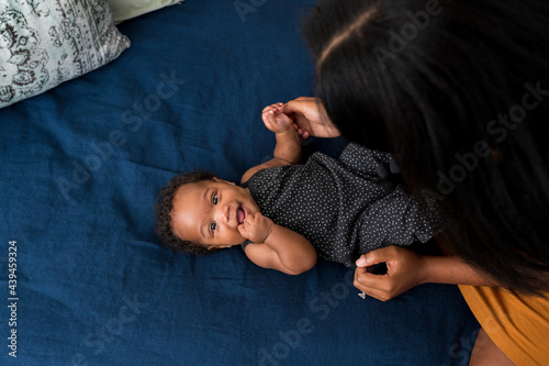 From above happy baby