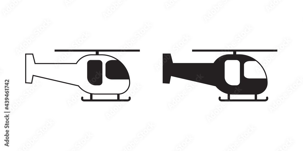 helicopter icon in flat style, vector illustration