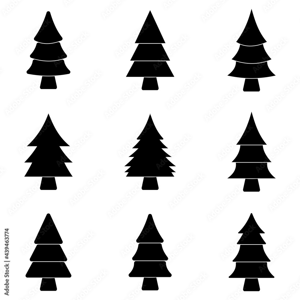 Obraz premium Christmas tree icon set vector sign symbol