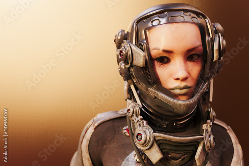 Futuristic woman in spacesuit photo