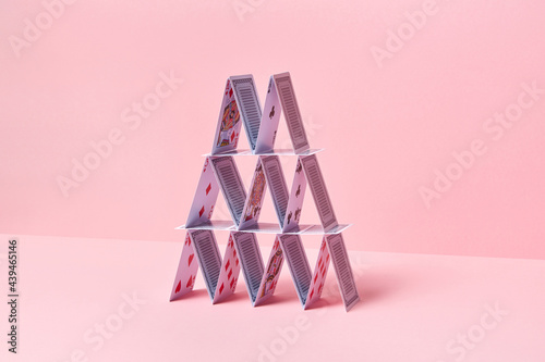 Cards in shape of pyramid