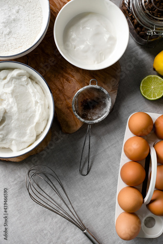 Home-made cake ingredients. 