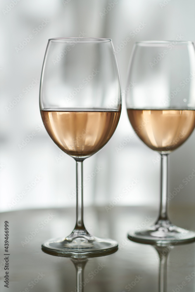 Two Glasses of Rose Wine on Marble Table Two Glasses of Rose Wine on Marble Table