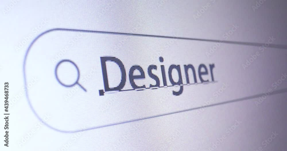 Browser bar with typed Designer keyword on the computer screen, SEO Concept