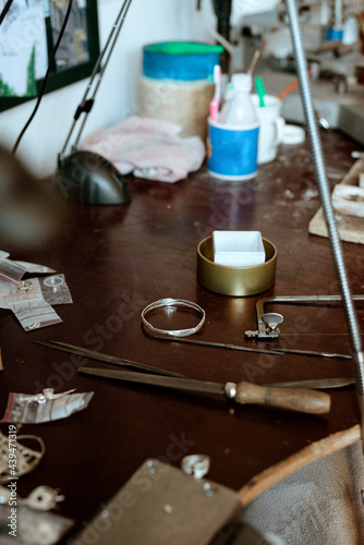 workspace of a jewelry photo