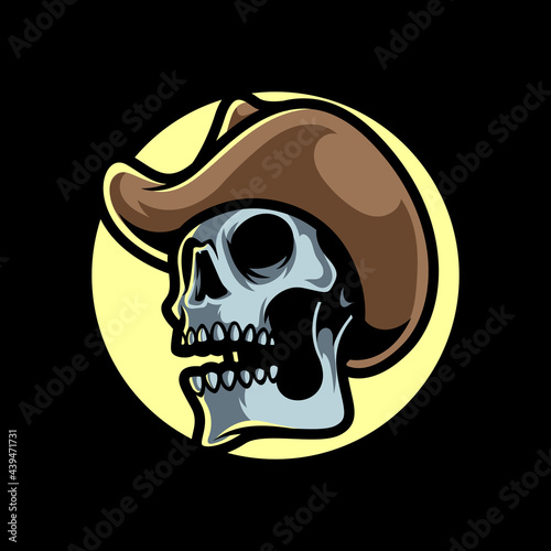 COWBOY SKULL HEAD MASCOT LOGO