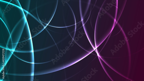 Abstract glowing neon blue purple circles geometric background