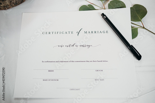 Blank Wedding Certificate photo