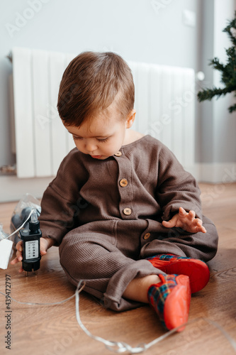 Boy playing with dimmer