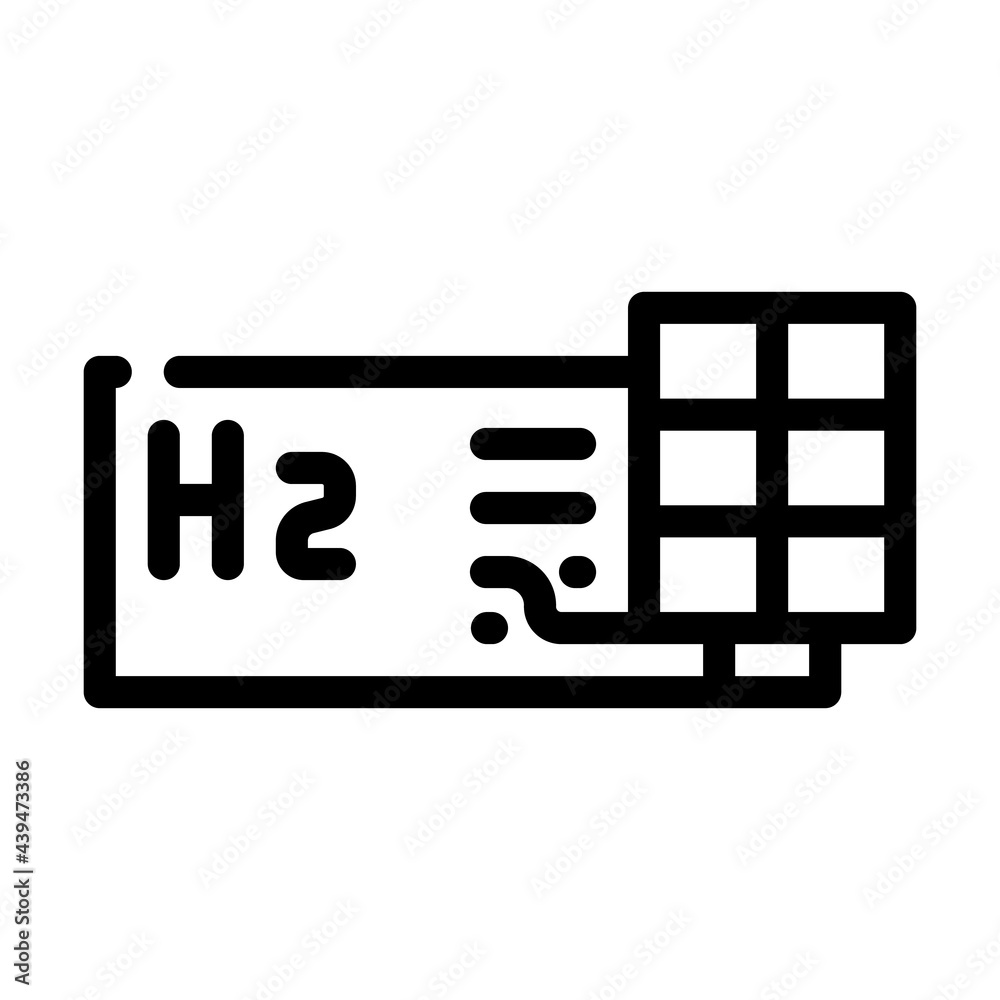 production hydrogen with solar panels line icon vector. production hydrogen with solar panels sign. isolated contour symbol black illustration