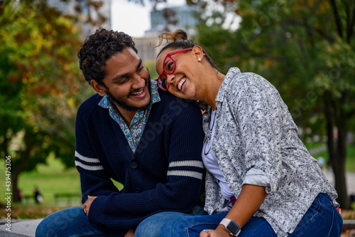 Young African American Couple laughing together 