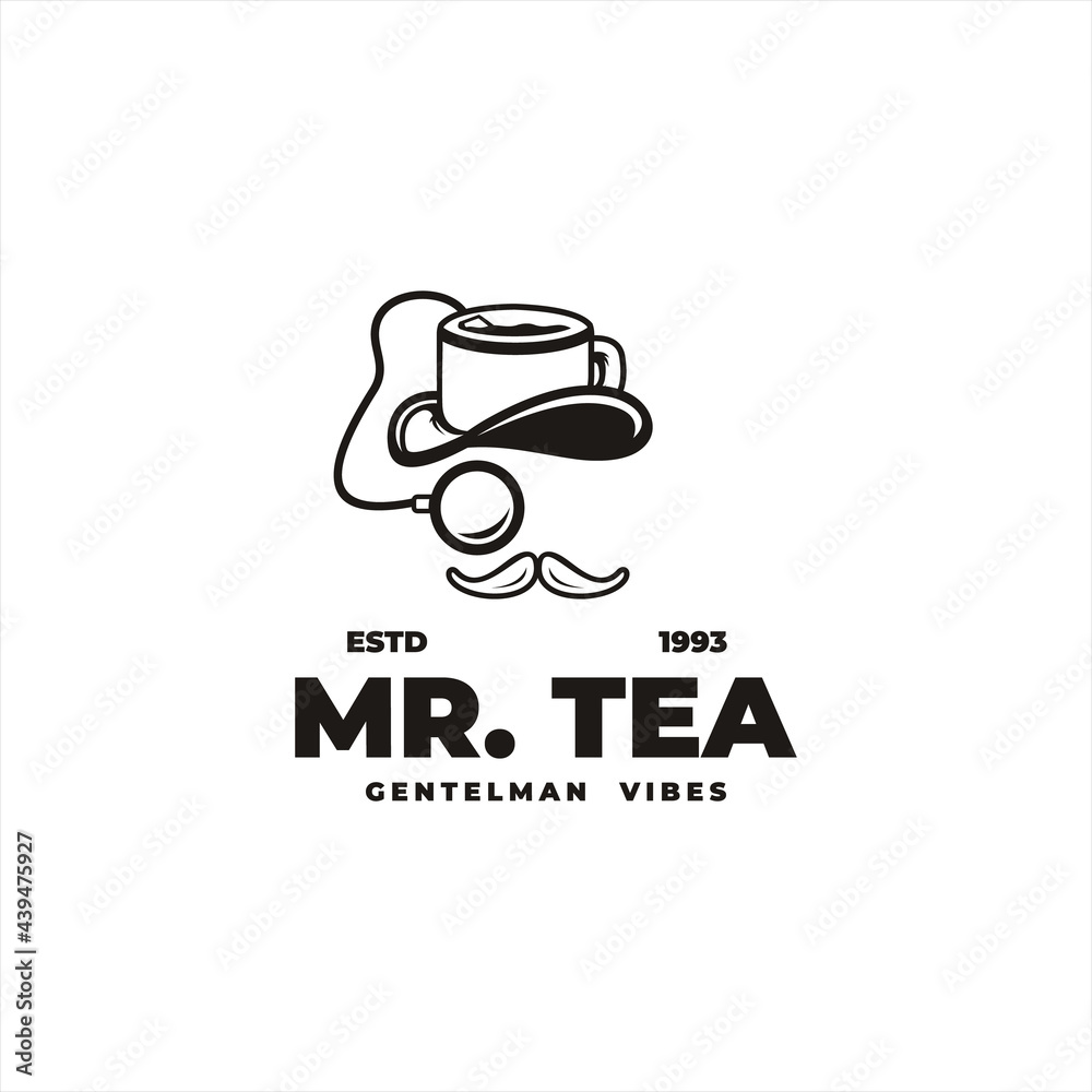 Aromatic tea with gentleman vibes, logo design retro outschool style Aromatic tea with gentleman vibes, logo design retro outschool style