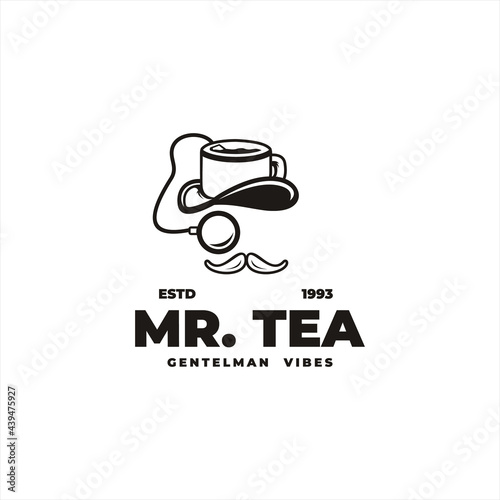 Aromatic tea with gentleman vibes, logo design retro outschool style