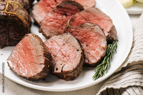 Platter of beef tenderloin medallions