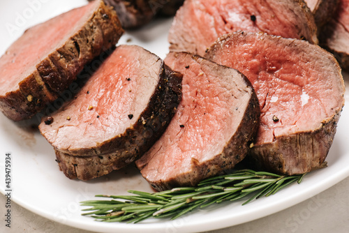Platter of beef tenderloin medallions