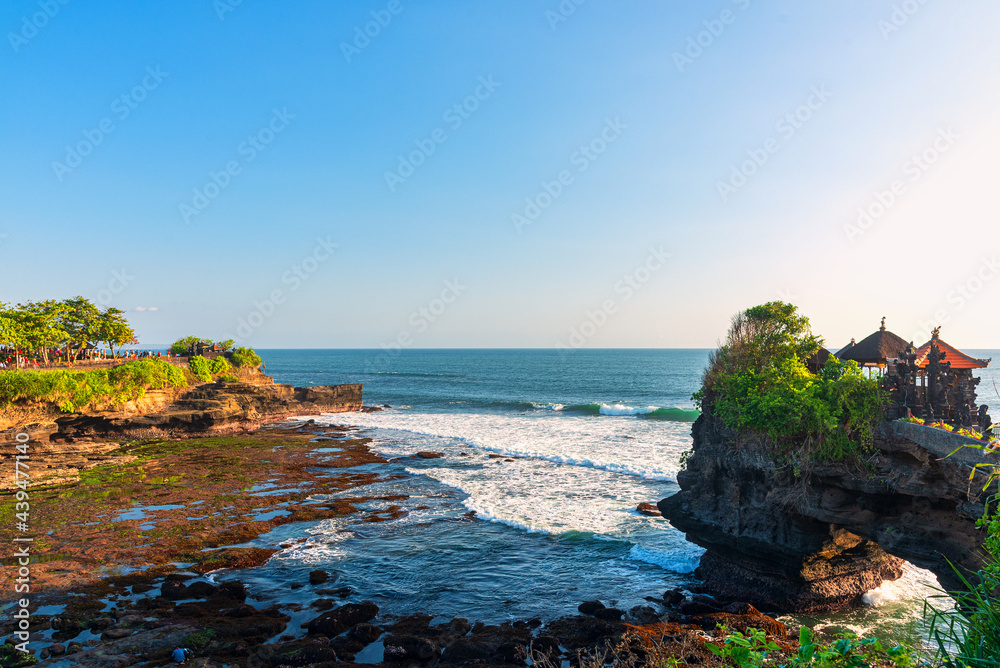 Pura Batu Bolong is the traditional Balinese temple located on a rocky, in the Tanah Lot area, Bali, Indonesia.