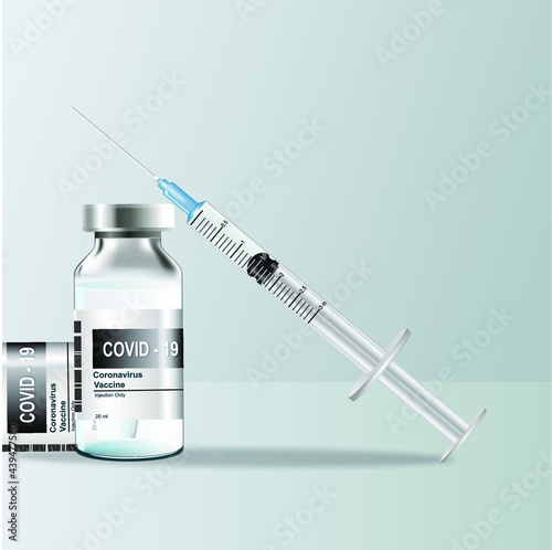 Vaccines against COVID-19. Virtual syringe and vaccine bottle icon. Treatment. Corona virus covid-19. Isolated vector illustration.