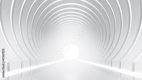 Fototapeta Naklejka Na Ścianę i Meble -  Abstract Futuristic empty floor and room Sci-Fi Corridor With light for showcase,room,interior,display products.Modern Future cement floor and wall background technology interior concept.3d render