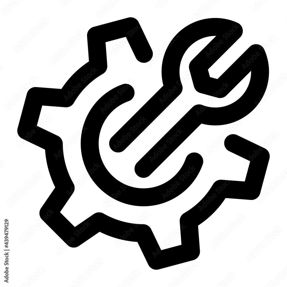 Gear and Wrench Line Icon Vector Gear and Wrench Line Icon Vector
