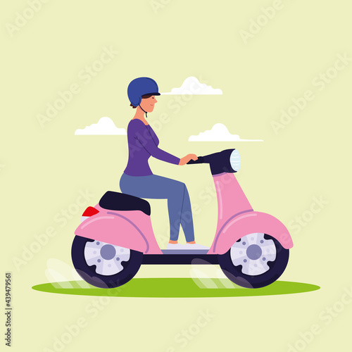 woman riding motorbike