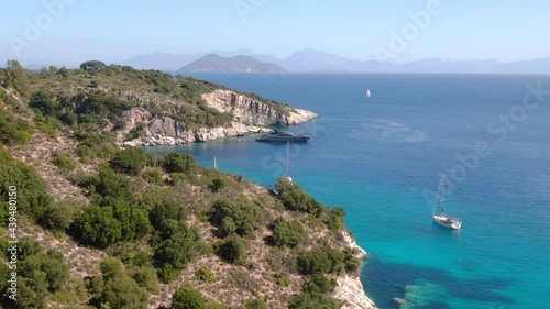 Breathtaking Aerial View of Kastos Coast, an Ionian Island in Greece photo