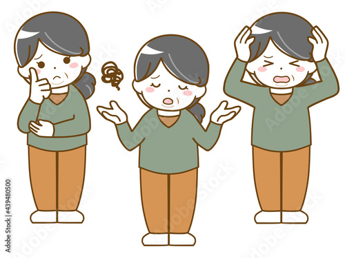 太った中年女性の困った表情