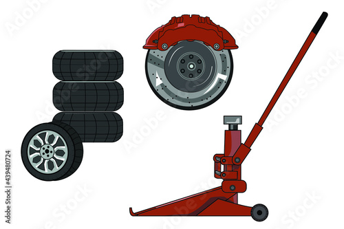 changing wheels tools for a car.