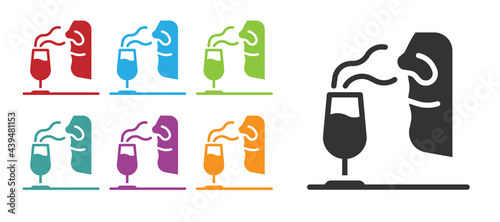 Black Sommelier icon isolated on white background. Wine tasting, degustation. Smells of wine. Set icons colorful. Vector