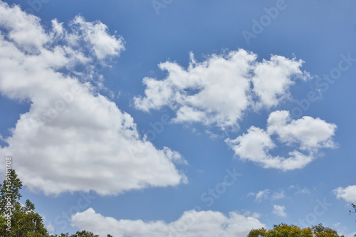 Bare sky texture with clouds and greenery below background