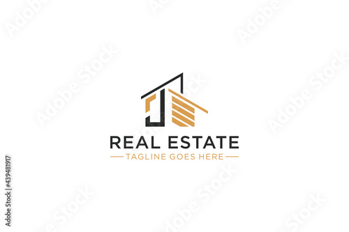 Letter J for Real Estate Remodeling Logo. Construction Architecture Building Logo Design Template Element.